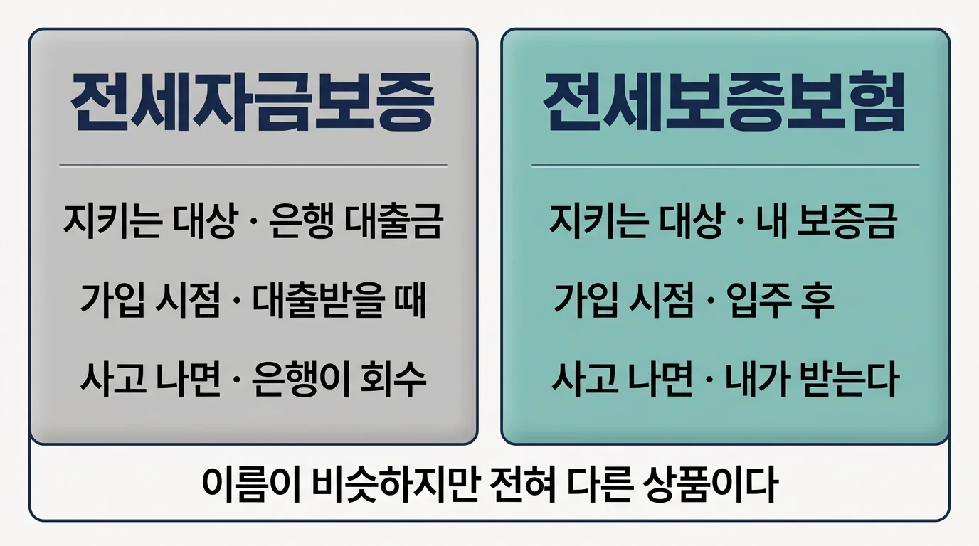 전세자금보증과 반환보증이 지키는 대상이 다르다는 비교 인포그래픽