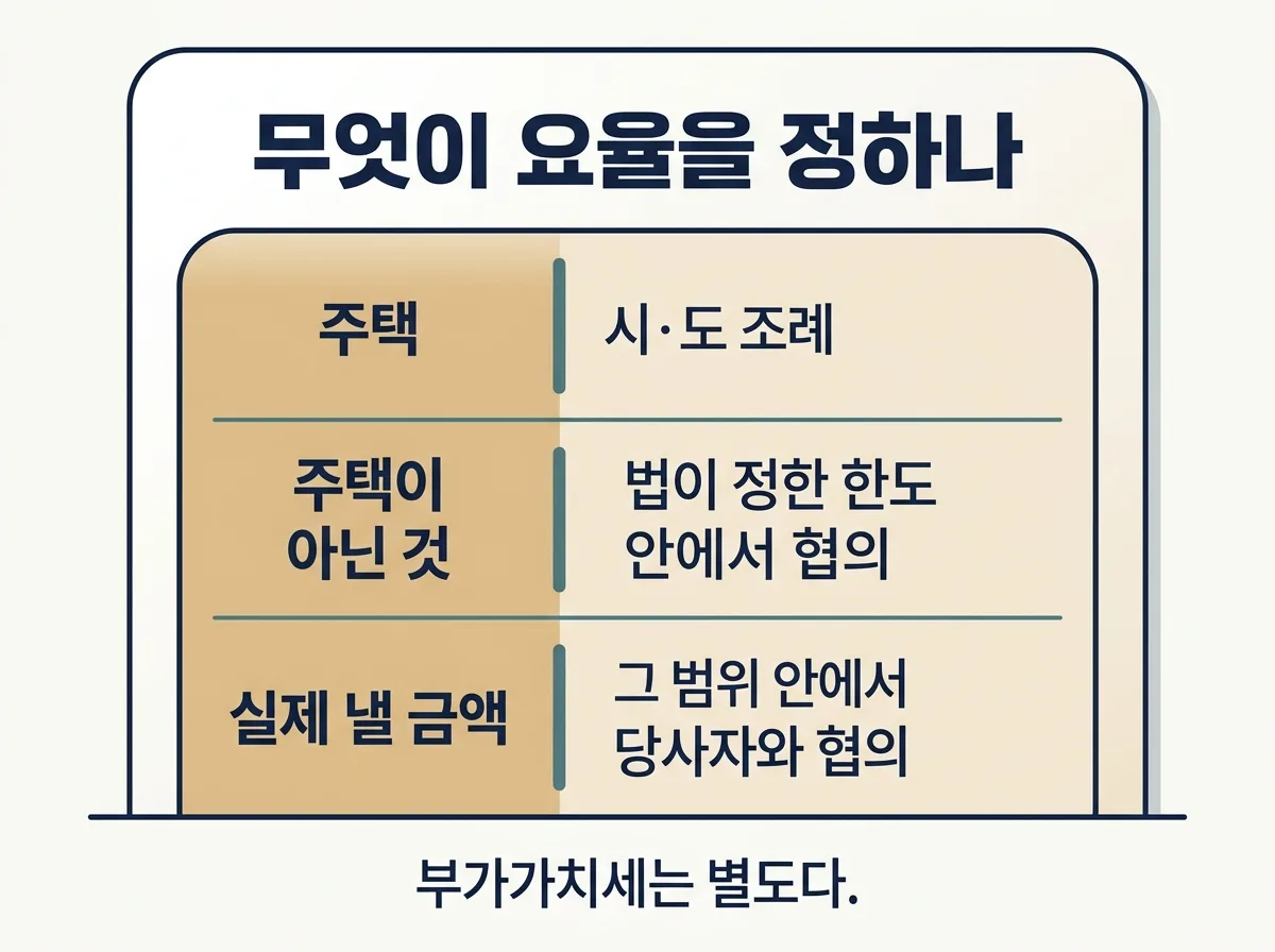 중개보수를 정하는 기준과 실제 금액이 결정되는 순서 도해