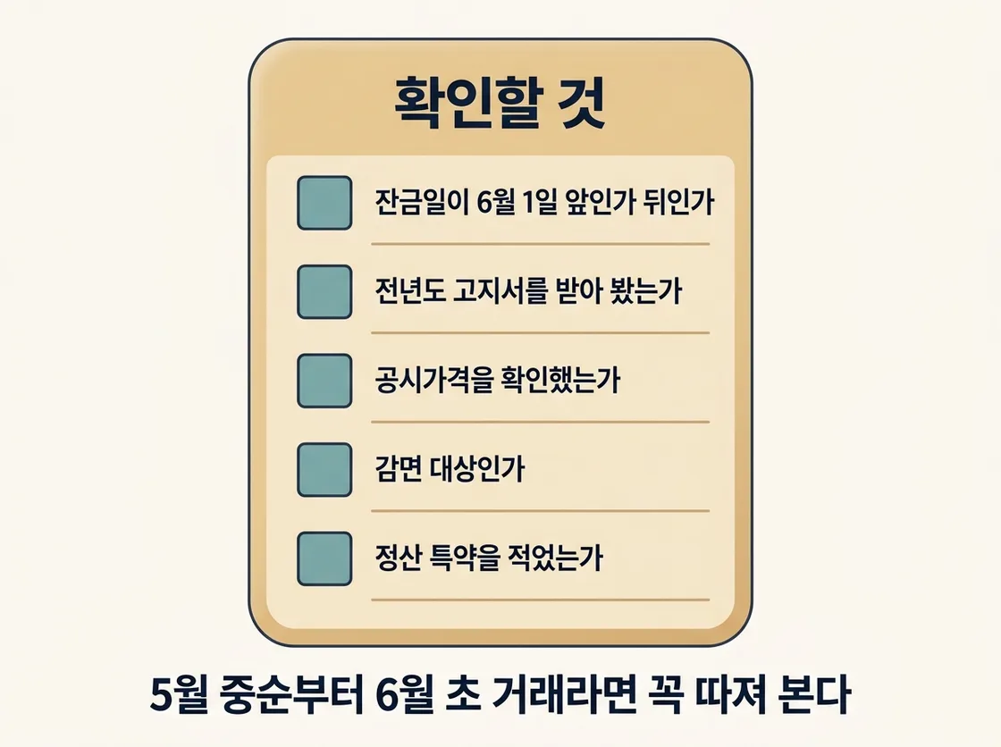 재산세와 종부세 확인 다섯 가지 체크리스트를 정리한 도해