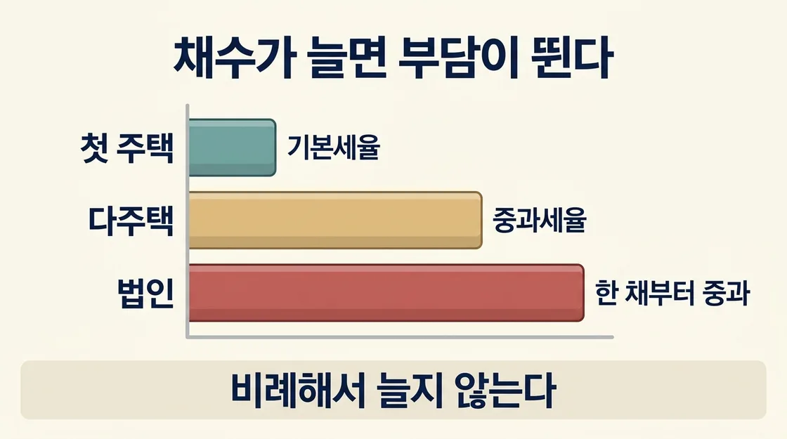 주택 수와 지역에 따른 취득세 중과 구조를 정리한 도해