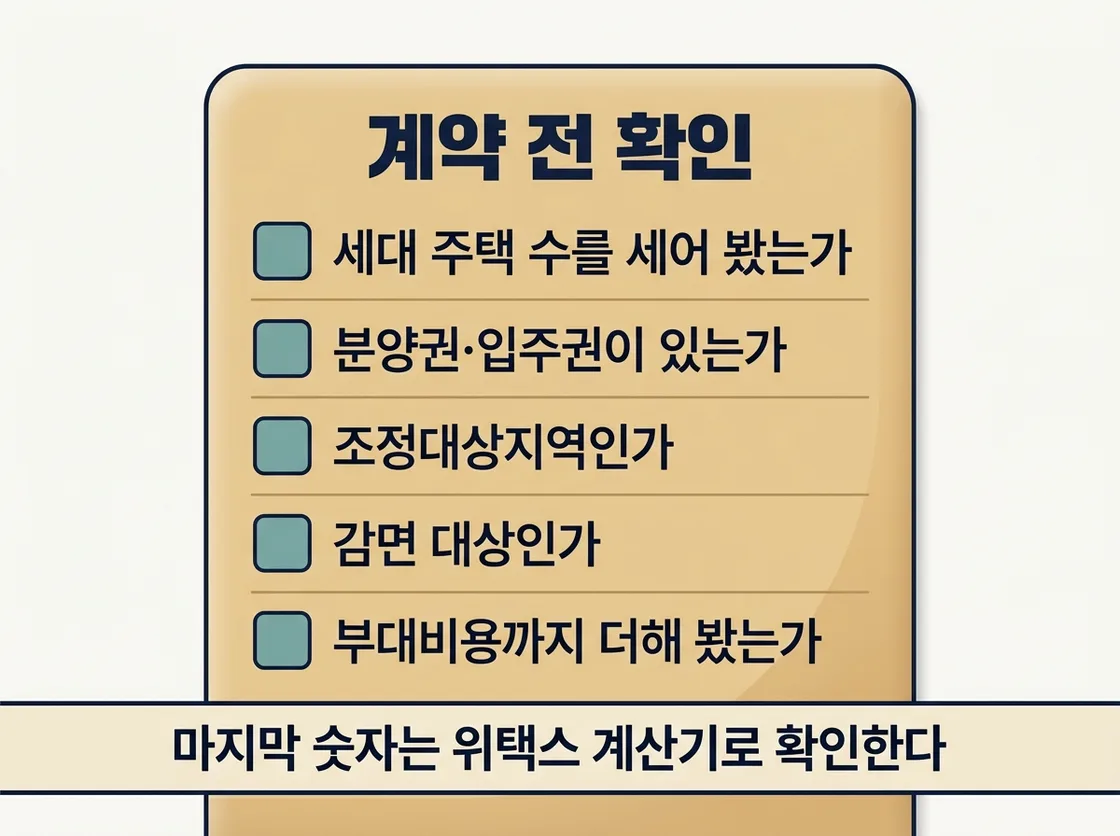 취득세 계산 전 확인할 다섯 가지 체크리스트를 정리한 도해