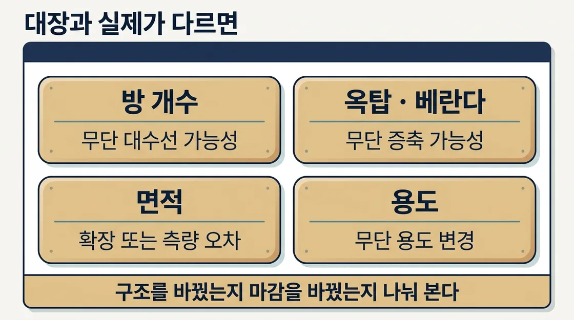 건축물대장과 실제 구조가 다를 때 확인할 항목과 의미 정리
