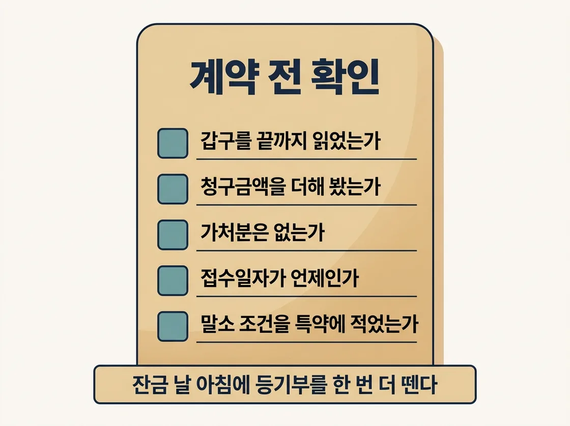 가압류 가처분 확인 다섯 가지 체크리스트를 정리한 도해