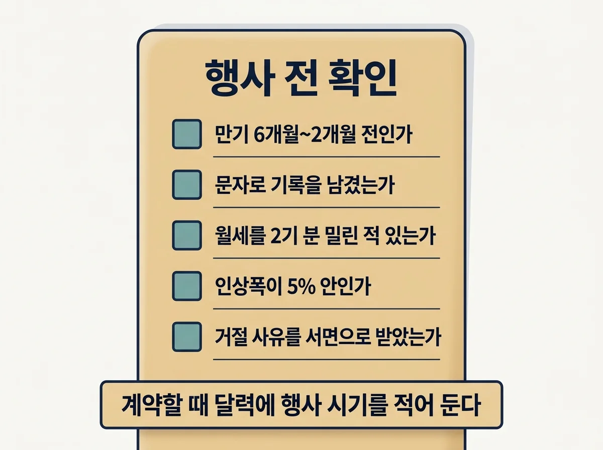 계약갱신청구권 행사 전 확인할 다섯 가지 체크리스트 정리