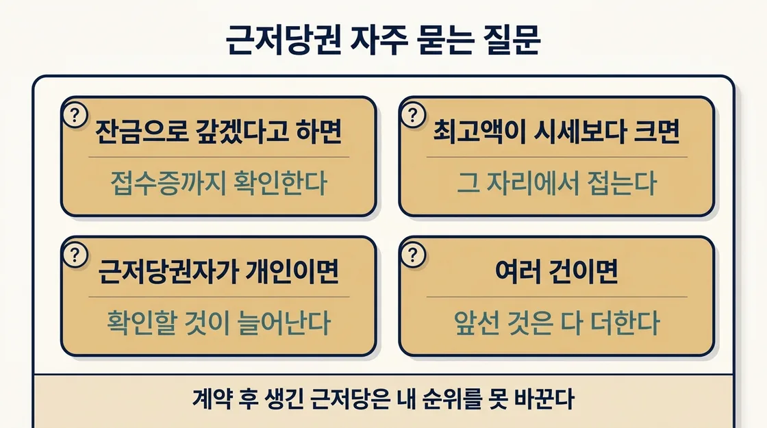 근저당권 관련 자주 묻는 질문 네 가지와 핵심 답변 카드 정리