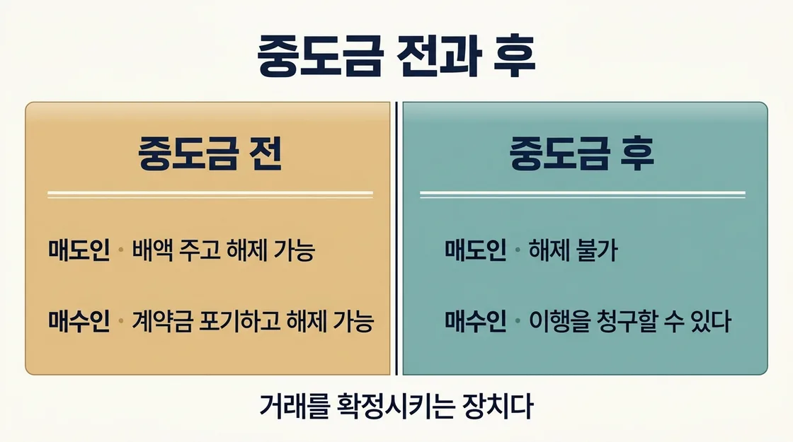 중도금 지급 전후로 달라지는 권리 관계와 대응을 정리한 도해