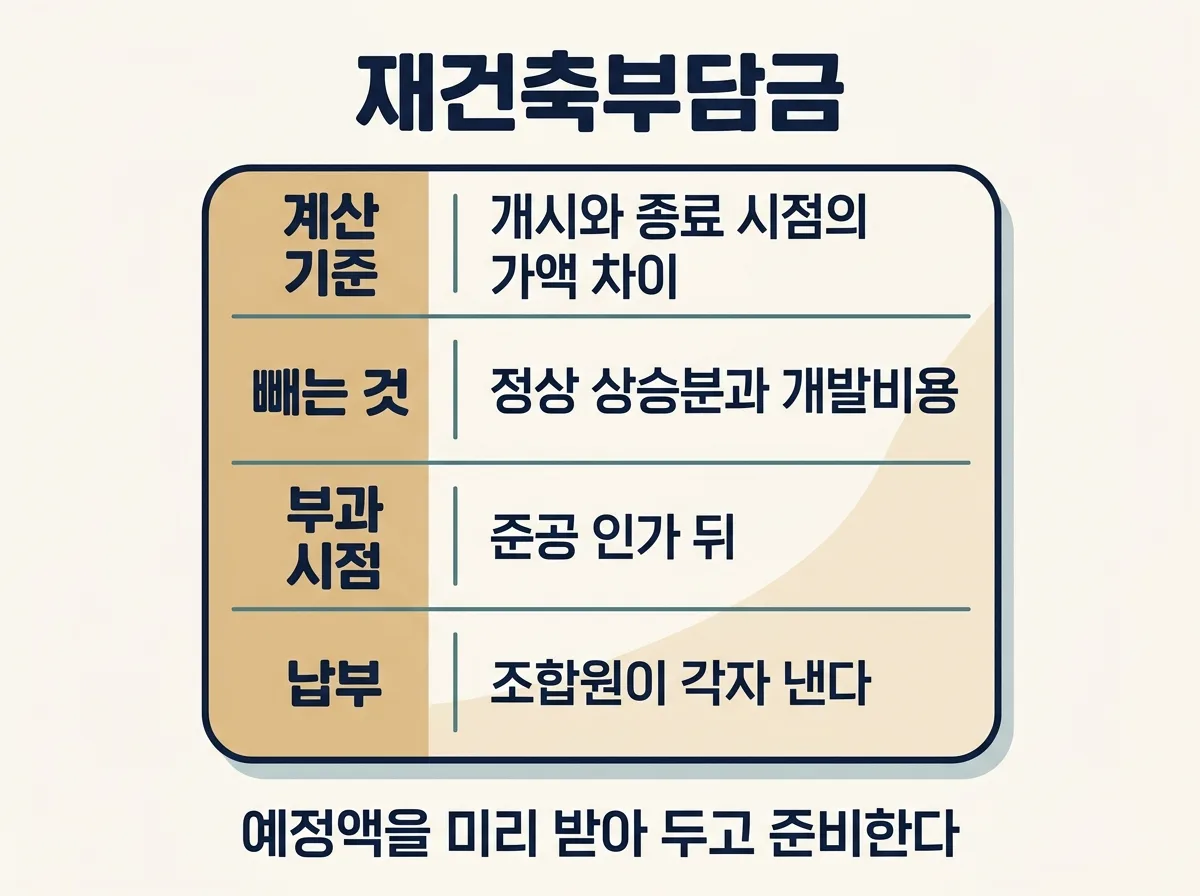 재건축부담금의 계산 구조와 부과되는 시점을 정리한 도해