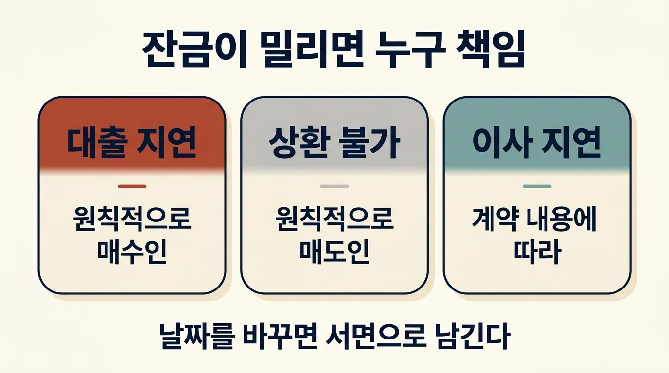 잔금일이 밀린 이유별 책임 주체와 중개사가 할 일 비교