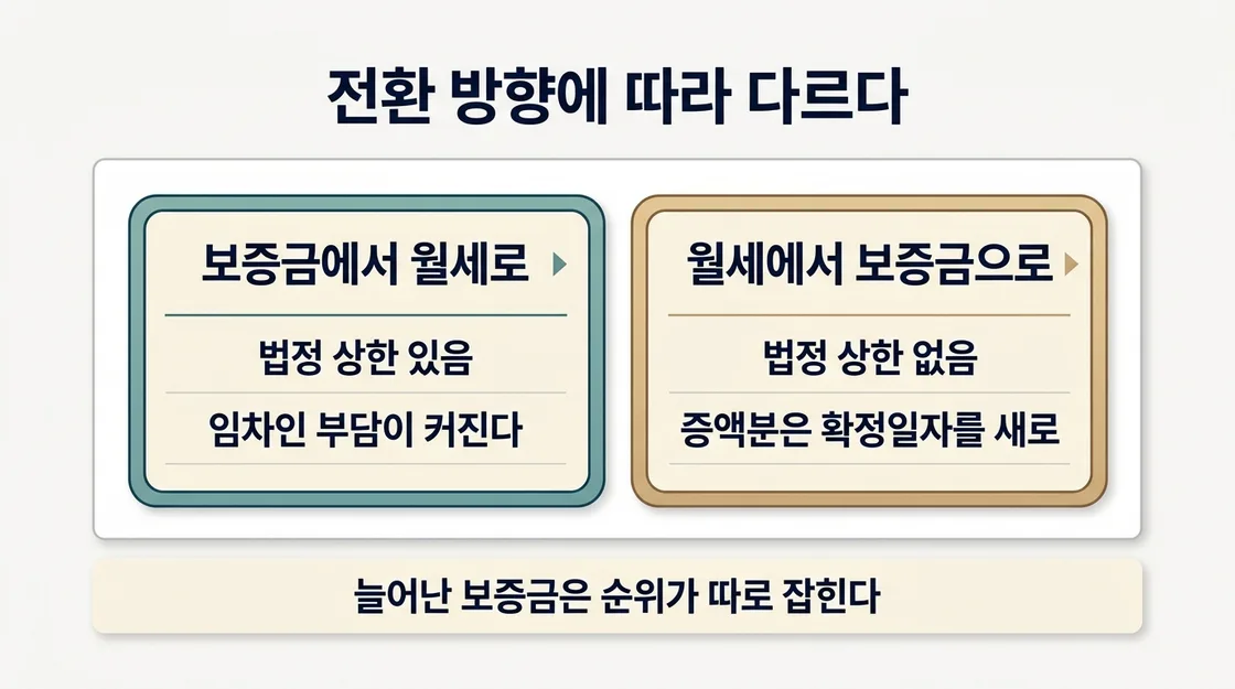 월세를 전세로 전환할 때 상한 부재와 증액분 확정일자 주의점 정리