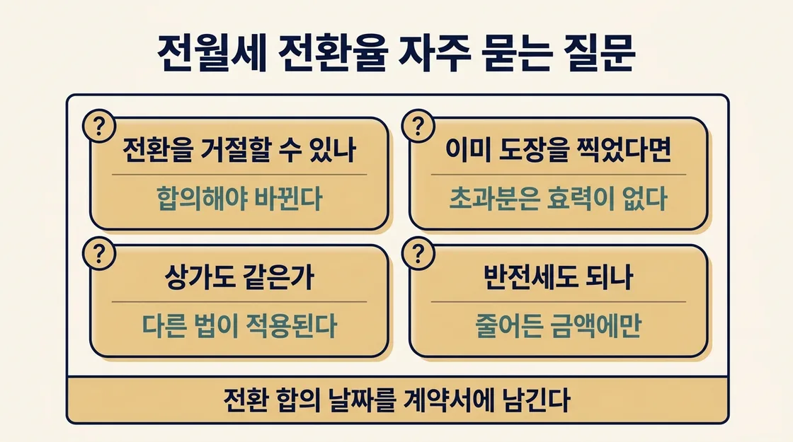 전월세 전환율 관련 자주 묻는 질문 네 가지와 핵심 답변 카드 정리