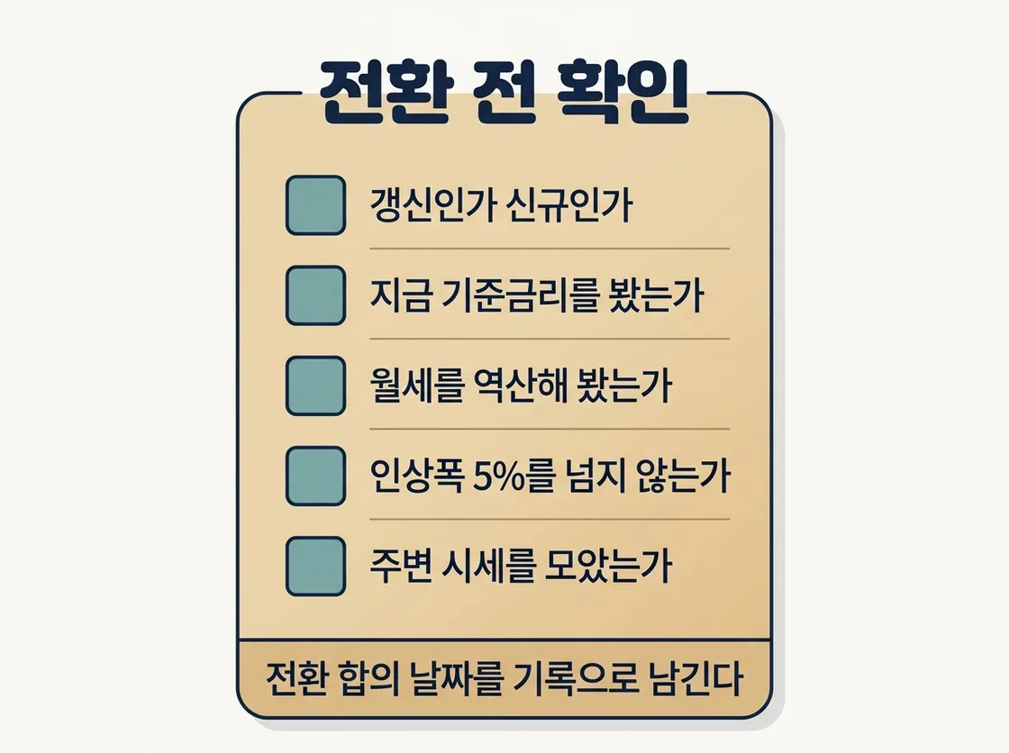 전월세 전환 전 확인할 다섯 가지 항목을 정리한 체크리스트
