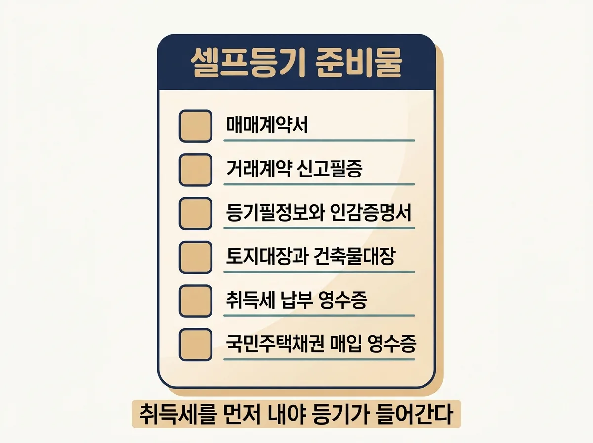 셀프등기에 필요한 서류 일곱 가지와 준비하는 곳 정리 도해
