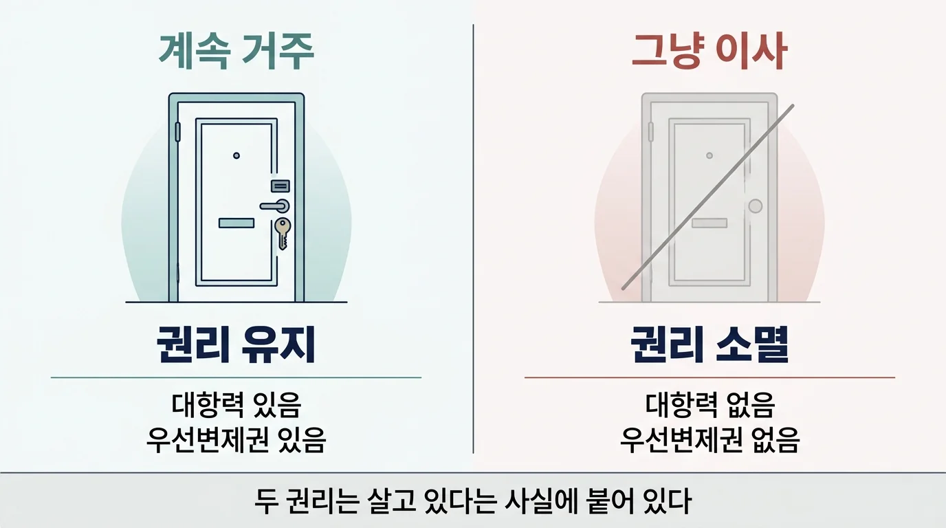 보증금을 못 받은 채 이사할 때 대항력과 우선변제권이 사라지는 구조