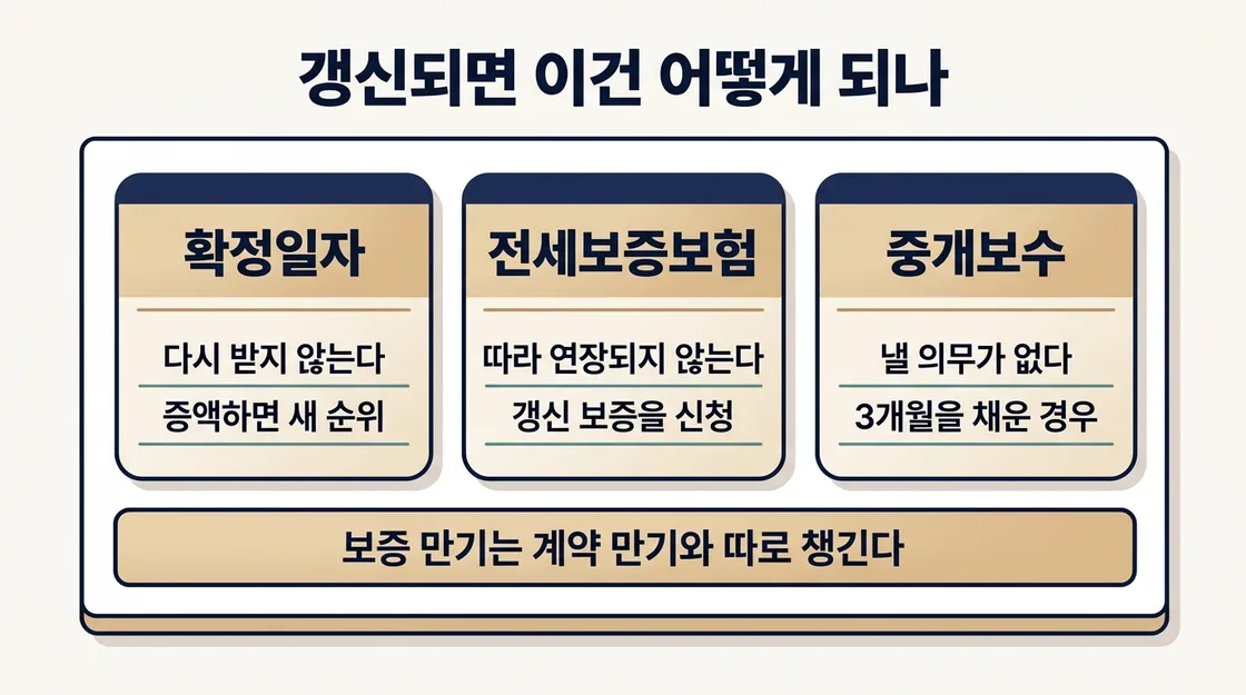 묵시적 갱신 시 확정일자 순위 유지와 중개보수 부담 기준 정리