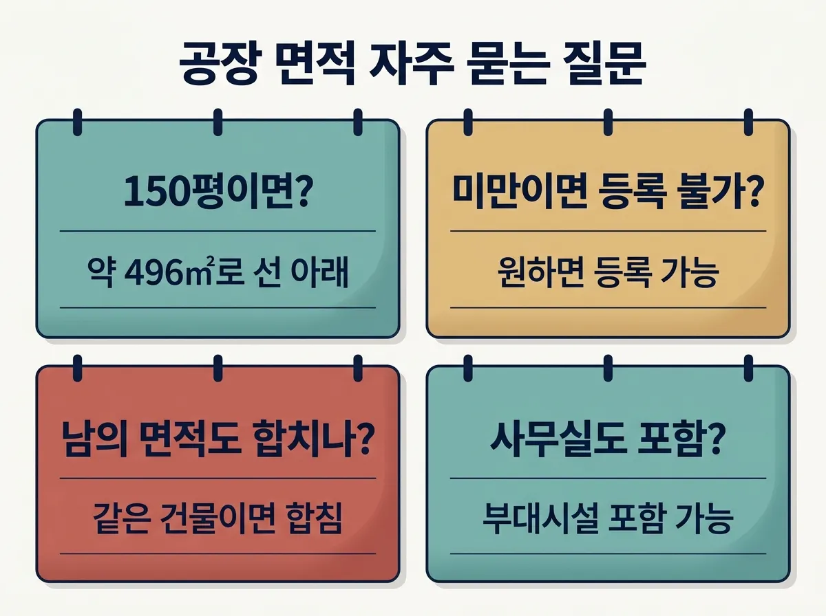 공장 면적 500㎡ 기준에 관한 자주 묻는 질문 네 가지와 짧은 답변 카드
