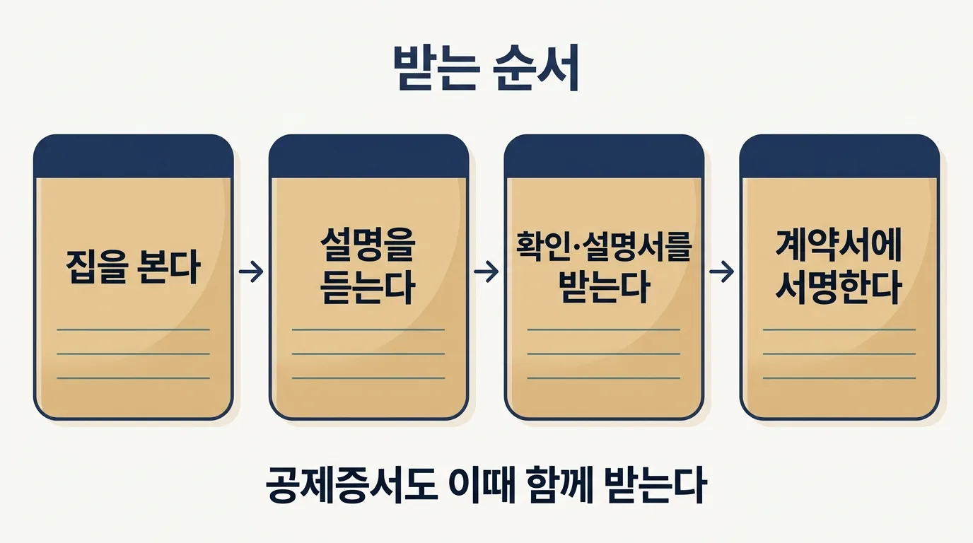 확인·설명서를 받는 시점과 함께 챙길 서류를 정리한 도해