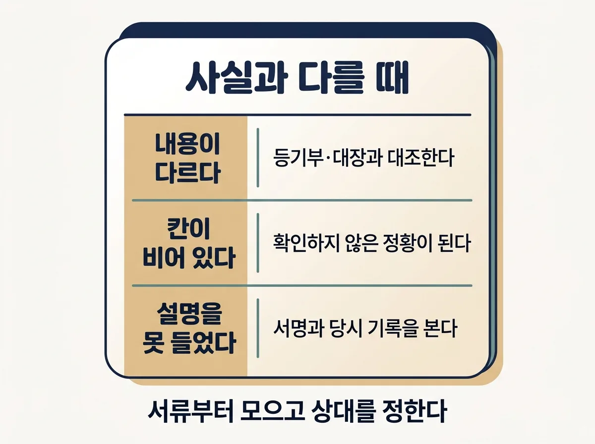 설명이 사실과 다를 때 배상을 요구하는 절차와 근거 도해