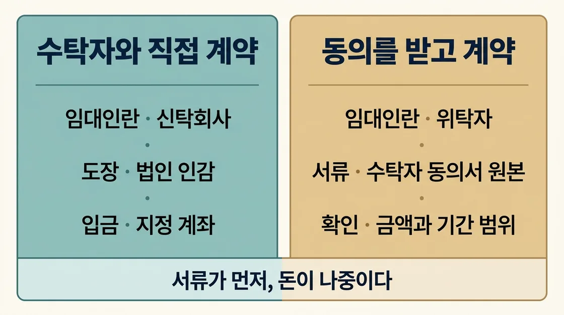 신탁등기된 집에서 안전하게 계약하는 두 가지 방법 비교