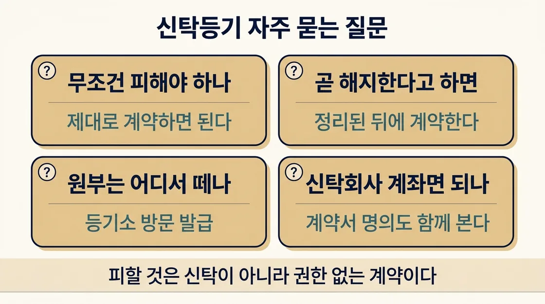 신탁등기 관련 자주 묻는 질문 네 가지와 핵심 답변 카드 정리