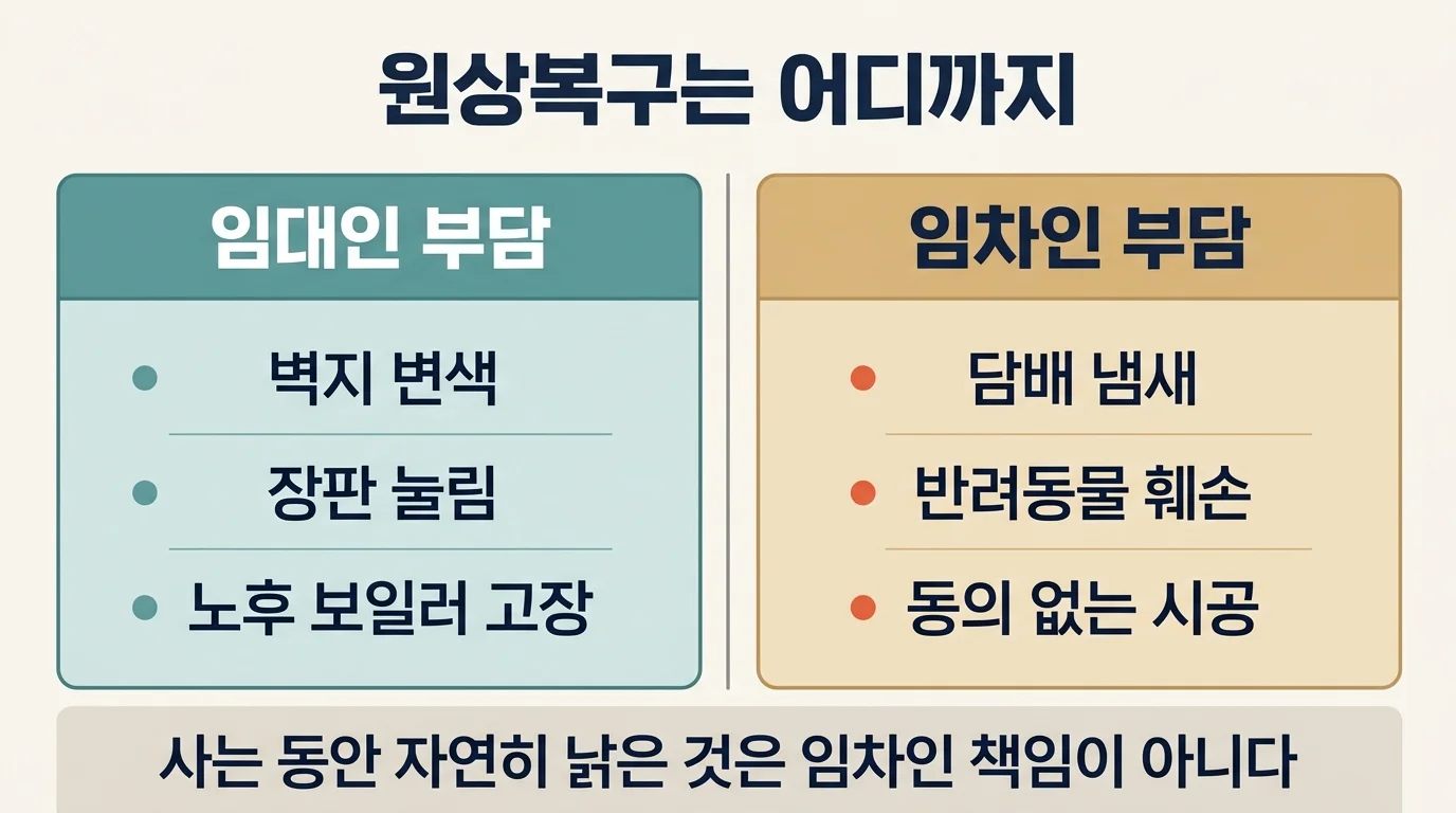 원상복구 범위에서 통상 손모와 임차인 과실을 가르는 기준 비교