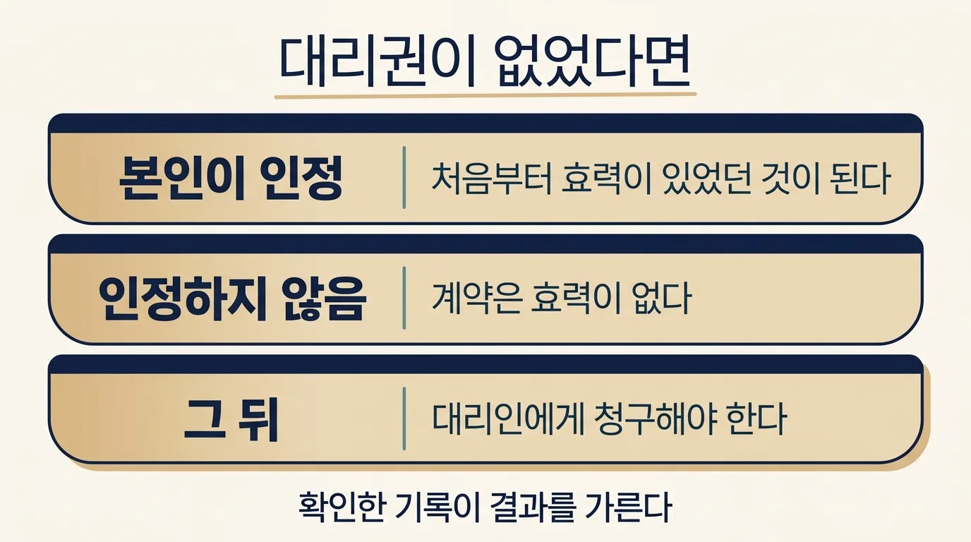 위임장이 가짜였을 때 계약의 효력과 대응 순서 정리 도해