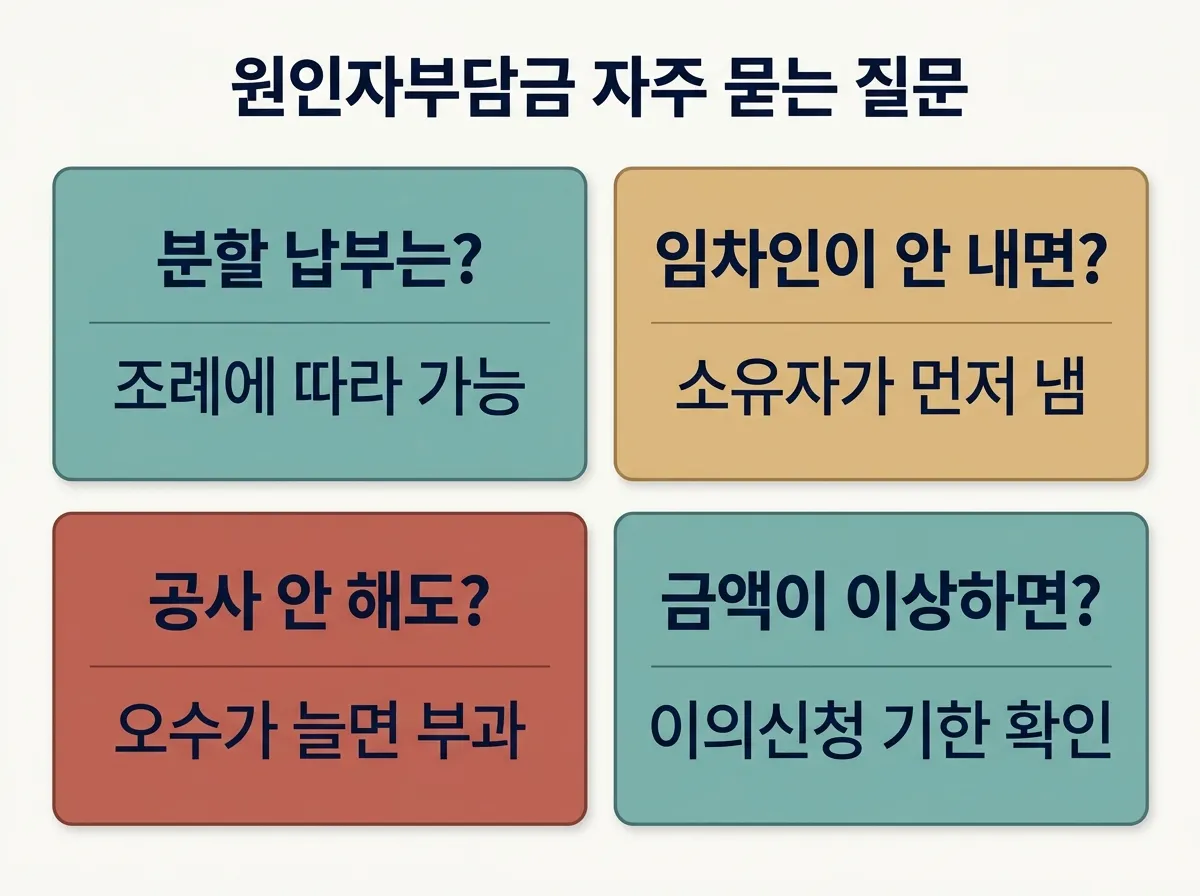 원인자부담금에 관한 자주 묻는 질문 네 가지와 짧은 답변 카드