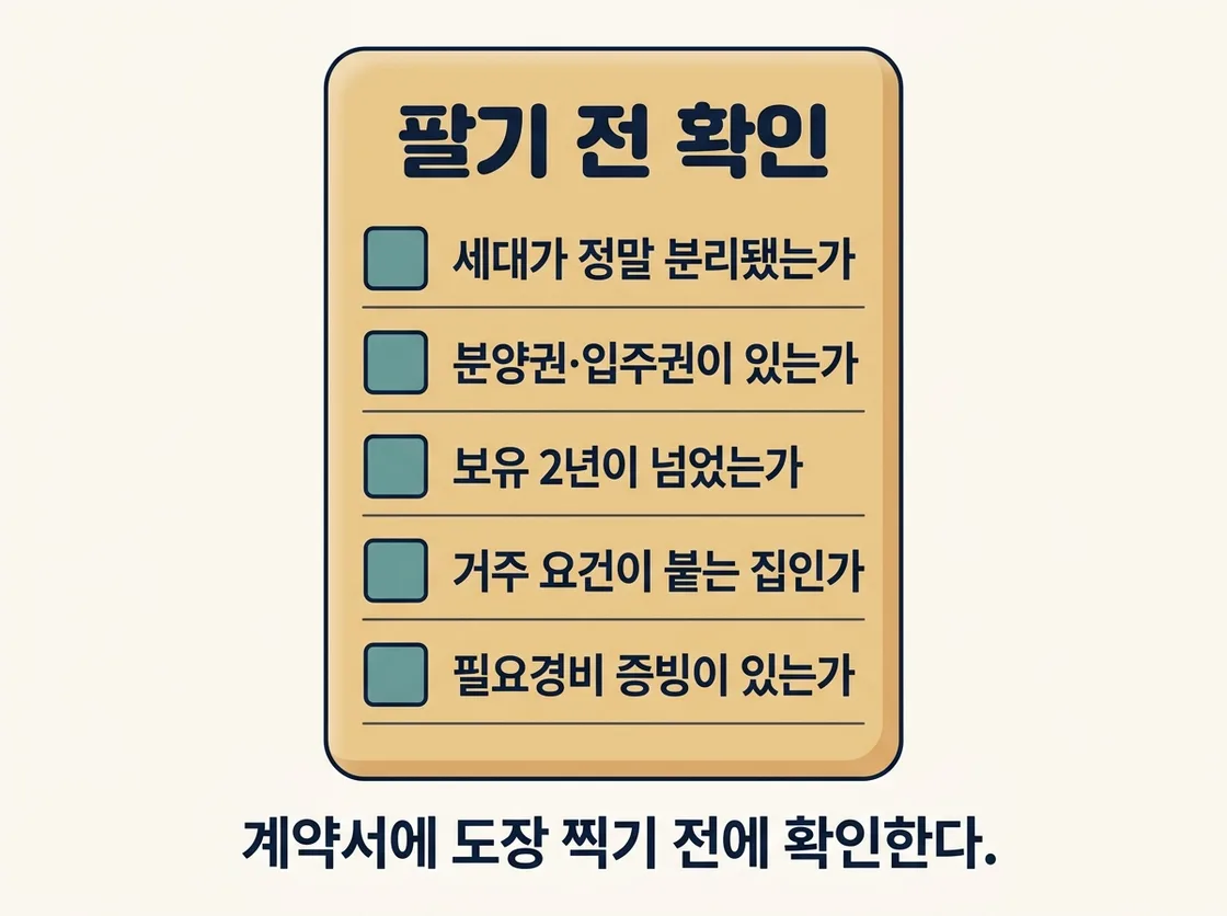 양도세 비과세 확인 다섯 가지 체크리스트를 정리한 도해